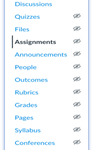 Canvas Course Navigation Hovering on Assignments