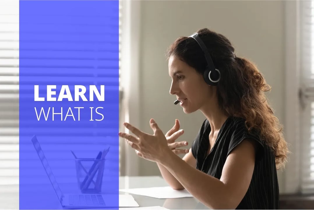 woman interpreting with headset on