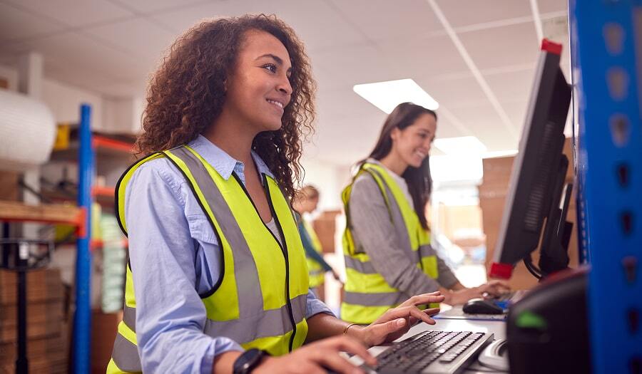 Two women taking an eLearning course