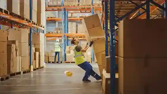 man moving boxes at work